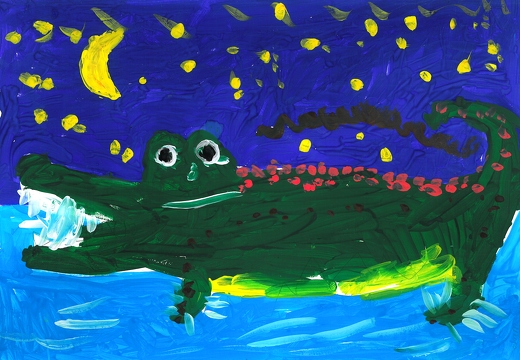 Ночное купание крокодила